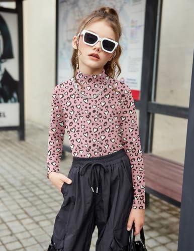 Image of Arshiner Girls Long Sleeve Mock Turtleneck Shirts Slim Fit Base Layer Top