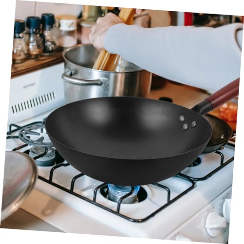 Wok de hierro antiadherente con mango de madera miniatura 2
