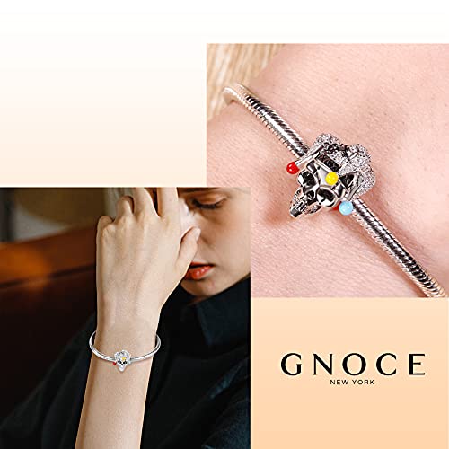 Image of GNOCE Skull Pendant Charm Silver Dangle Charms Bead fit Bracelet /Necklace Jewelry Gift for Women Men
