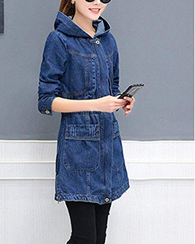 BOLAWOO-77 Giacca di Jeans di da Cappotto Lunga