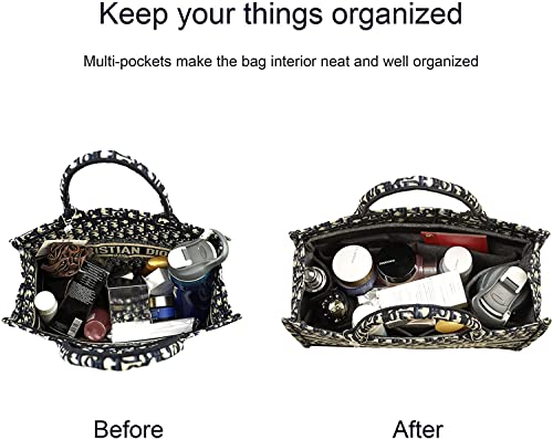 Image of GREENSHEEP Felt Purse Organizer Insert for Handbags, Tote, Hobo Bag Storage Divider with Removable Metal Zipper Cover