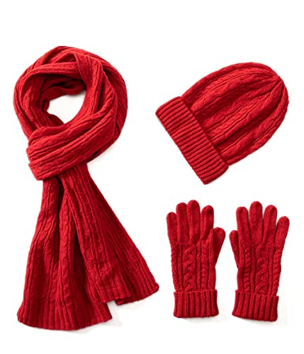 Villand 3 in 1 Womens Wool Hat Gloves & Scarf...