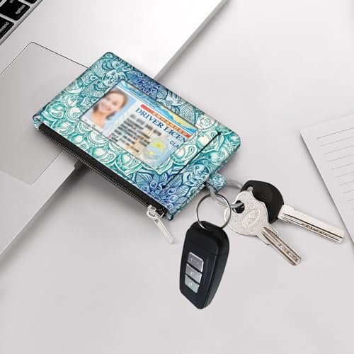 Image of Fintie Zip ID Case Card Holder, Slim Coin Purse Wallet RFID Blocking Change Pouch with Key Chain, Assorted /Multicolor, Small, Zip Id Case