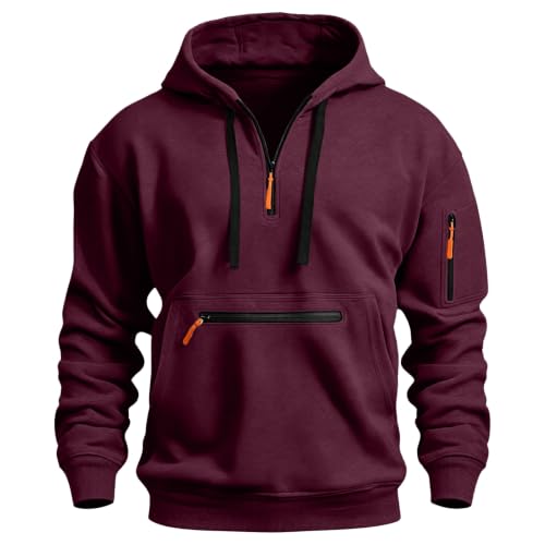 Big and Tall Hoodies for Men Quarter Zip Pullover Hooded Sweatshirt - image 7