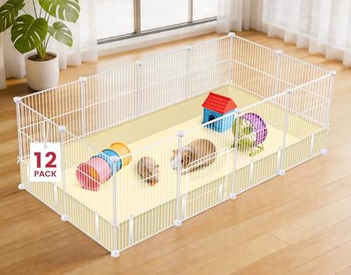 Image of VISCOO 12 Panels Guinea Pig Cages, 48 inch x 24 inch x 16 inch DIY Small Animal Playpen with Waterproof Mat, C&C Cage for Guinea Pigs, Bunny, Hamsters, Indoor Portable Metal Wire Yard Fence Rabbit Cage