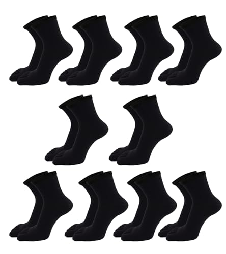10 Pairs Toe Socks Cotton Breathable Athletic Running Ankle Five Finger Sock for Men Women Size 6-10