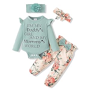 SUNNY PIGGY Newborn Infant Baby Girl Clothes Ruffle Romper Toddler Girl Floral Cotton Pant Sets Girls Clothing Outfit