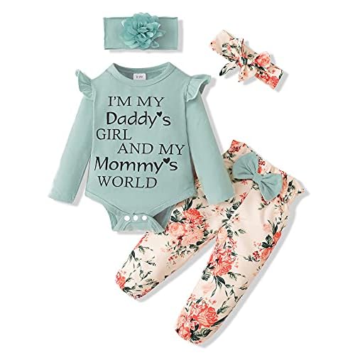 SUNNY PIGGY Newborn Infant Baby Girl Clothes Ruffle Romper Toddler Girl Floral Cotton Pant Sets Girls Clothing Outfit