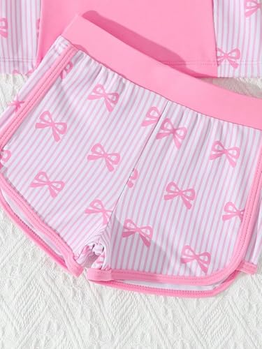 Image of SEGT Girl's Floral Long Sleeve Rash Guard with Bikini Bottom 2 Piece Swimsuit Set