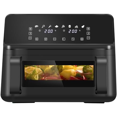 LLIVEKIT Friteuse sans Huile 9 L, Air Fryer Double Compartiment, 2x4,5 L, Friteuse Air Chaud...