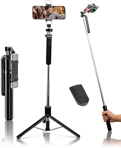Tripé Para Celular, Bastão de Selfie Portátil com Extensão de Até...