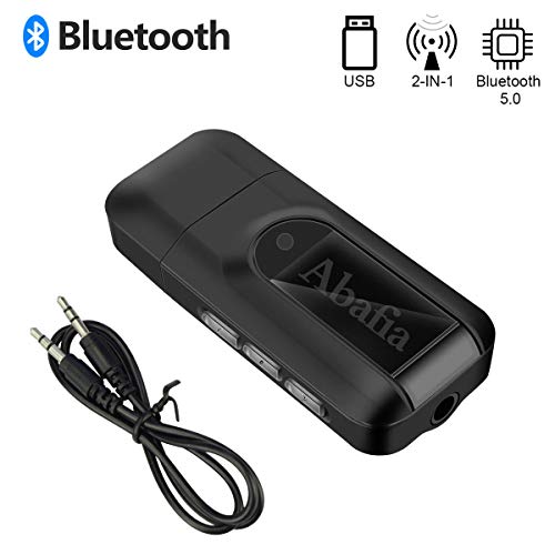 Abafia LCD USB Adaptador Bluetooth,2 en 1 Receptor y Transmisor Bluetooth, con Audio Inalámbrico 3.5MM Cable, Plug and Play,Baja Latencia, TV y PC/Audio del Automóvi/Auriculares/Teclados