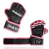 Dhabii Weight Lifting Gloves Compatible with Smart Watches, Ventilated Workout Gloves with Wrist Wraps for Men and Women- Great for Cross Training, Pull Ups, Gym, Workout. (Pink, Small)