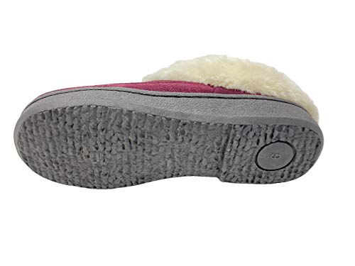 Clarks Clarks Women's Faux Fur Clog Indoor and Outdoor Slipper (Burgundy, 9 M US)