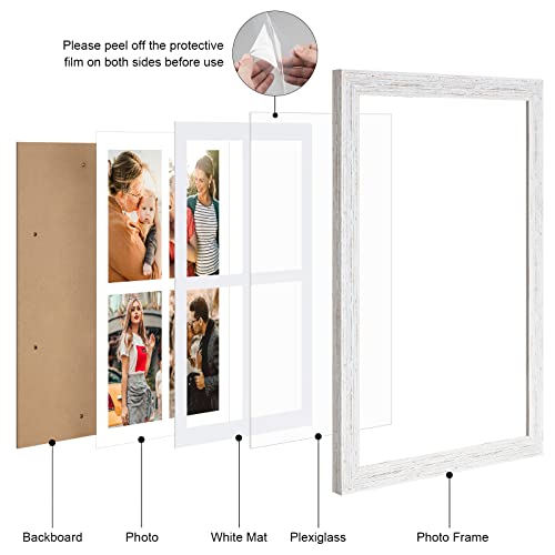 Ksroecud 9X13 Collage Frame With 4 Openings 4X6 Pictures, Multiple Picture Frame With Mat, Wall Or Tabletop Decor, White Wood Grain,2 Pack #TOP1