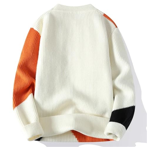 Men's Knit Pullover Sweater O-Neck Patchwork Slim Fit Knitwear Winter Long Sleeve Sweaters4