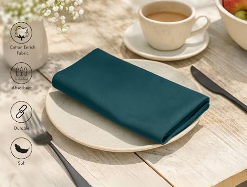 Image of Ruvanti Cloth Napkins Set of 12, 18x18 Inches Napkins Cloth Washable, Soft, Durable, Absorbent, Cotton Blend. Table Dinner Napkins Cloth for Thanksgiving, Halloween Dinners Parties - Deep Teal