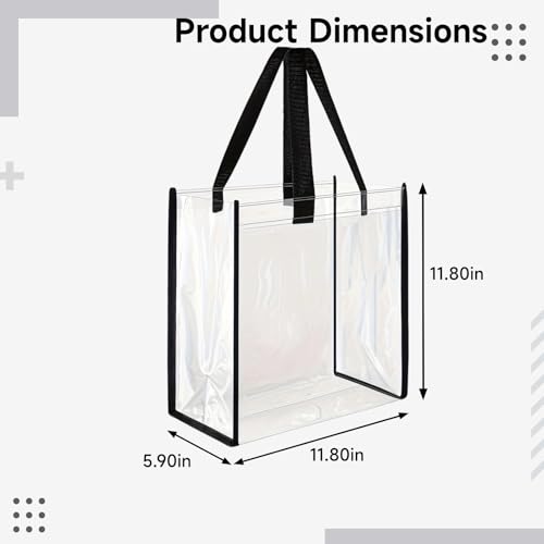 10 Pcs Clear Stadium Bags, Waterproof Transparent Tote Bags with Webbing Handles for Concert, Beach, Travel & Shopping, 12 X 12 X 6 Inches2