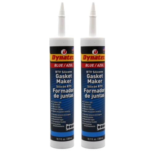 Image of Dynatex Blue RTV Silicone Gasket Maker 10.1 oz Caulk Tube - Oxygen Sensor Safe, OEM Specs, Gear Oil Resistant, Oil /Water Resistant, Made in the USA (2-Pack)