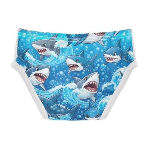 CHIFIGNO Boys Underwear Cute Cartoon Sharks Blue Toddler Boys Briefs Breathable Cotton Briefs Underwear2