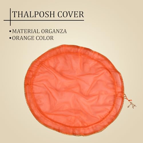 Image of Kuber Industries Organza Double Layer 2 in 1 Shagun Pooja Thalposh Cover Cloth Potli | Wedding Gift Packaging Sagun Potli | Traditional Potli Bag & Thali Cover with Drawstring | Orange