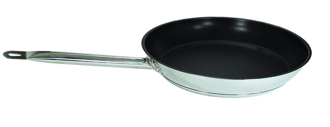 Update International (SFC-14) 14" Induction Ready Excalibur-Coated S/S Fry Pan w/Helper Handle,Silver