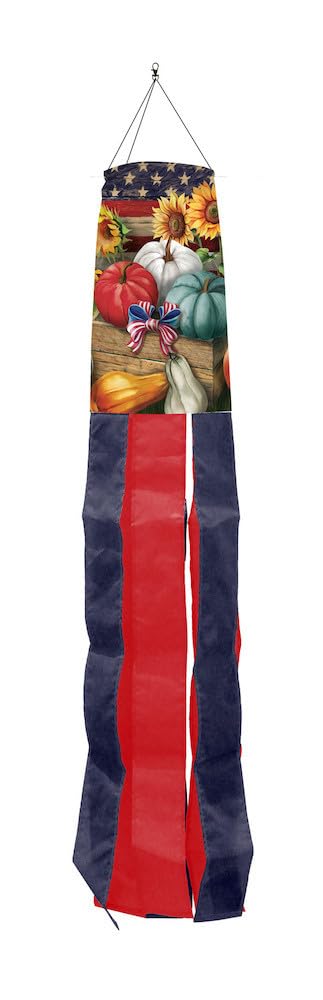 Patriotic Pumpkins Autumn Windsock Sunflowers USA Primitive 40" L Briarwood Lane