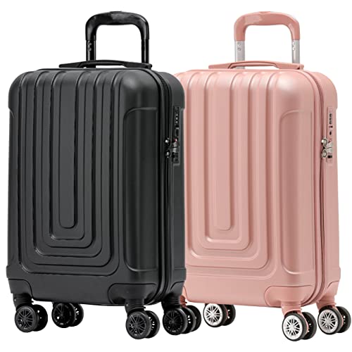 Flight Knight Premium Set of 2 Lightweight Cabin Suitcase - 8 Spinner Wheels - Built-in TSA Lock & USB Port - Luggage Approved for Over 100 Airlines Including easyJet, Ryanair & Jet2-55x35x20cm