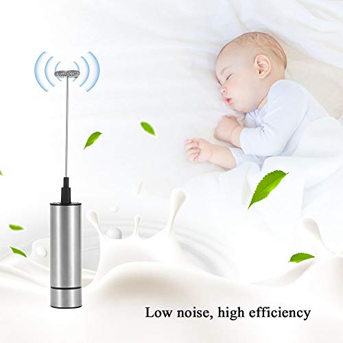 Electric Milk Frother Handheld, Stainless Steel Electric Coffee Frother Battery Operated Whisk Beater Foam Maker High Speed Handheld Foam Maker Drink Mixer for Coffee, Latte, Hot Chocolate