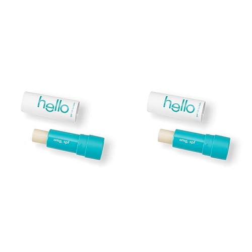 Hello Bálsamo labial vegano hidratante, menta dulce SPF 15, sin cera de abejas, sin petrolato y sin parabenos, 0.15 onzas, paquete de 2