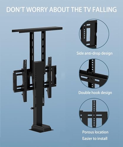 Soporte elevador eléctrico para TV, soporte telescópico ajustable, se esconde en el gabinete para ahorrar espacio en el entretenimiento en el hogar