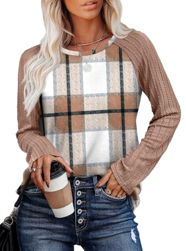 Image of OFEEFAN Long Sleeve Shirts for Womens Fall Fashion 2026 Crewneck Oversized Sweatshirt Tunic Tops to Wear with Leggings
