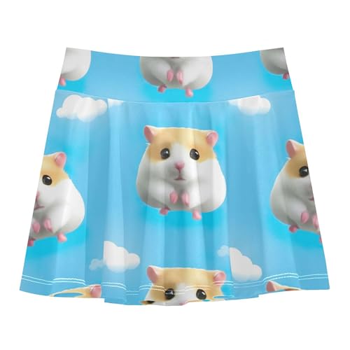 Cute Hamster Animals Blue Kids Tennis Skirts Dance Girls' Shorts Athletic Skorts Pleated 4t