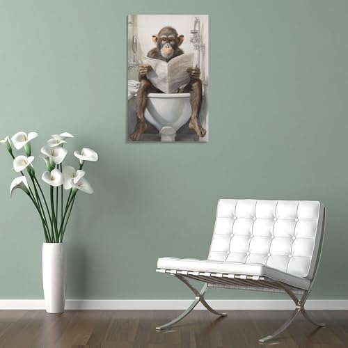 Affiche moderne singe sur les toilettes impression d'art sur toile