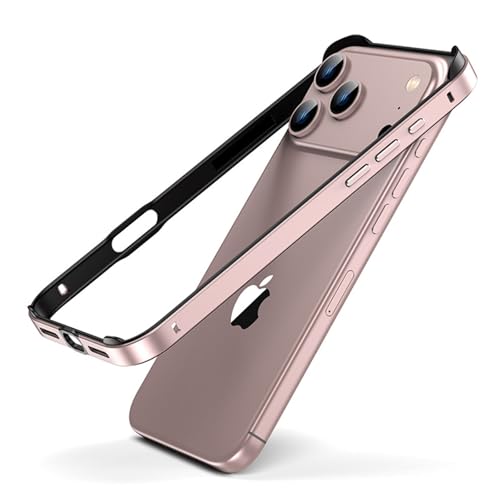 IPhone 17 / 17 Air / 17 Pro / 17 Pro Max 用 スマホケース メタルバンパー 超薄型 アルミ合金 フレーム 耐衝撃 軽量 オープンデザイン 放熱構造 裸感グリップ(Pink,17 Pro Max)