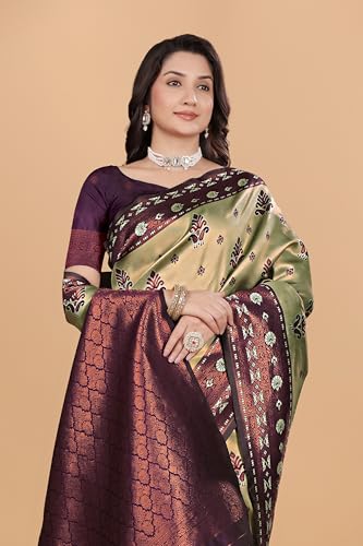 Image of Traditional Banarasi Silk 5.50 Meter Saree With 0.8 Meter Unstitched Blouse Piece For Wedding, Family Function, Festival And Special Occasion