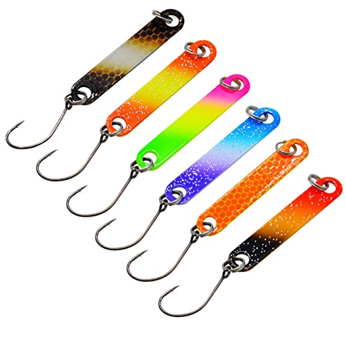 6PCS Fishing Lures Trout Fishing Spoon Set 4cm 2g Active Trout Stick for Trout Fishing Trout Fishing Lures for Bass Fishing, Freshwater Saltwater Fishing Lure Cover