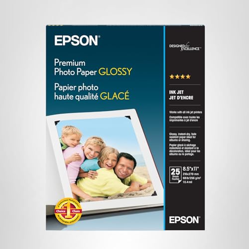 Epson Premium Photo Paper GLOSSY (8.5x11 Inches, 25 Sheets)
