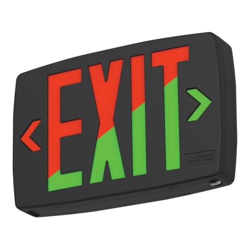 Image of Lithonia Lighting Quantum LED Exit Sign, Dual Sided Emergency Exit Sign, Selectable Red and Green Colors, Pop-Out Chevrons, AC Power with Battery Backup, Black (LQM S B RG MVOLT M6)