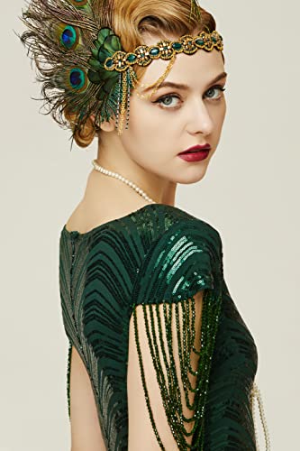 BABEYOND Women Mermaid Sequin Gown - Bodycon Maxi Prom Dress Glitter Sequin Beaded Dress for Evening Party Dark Green2