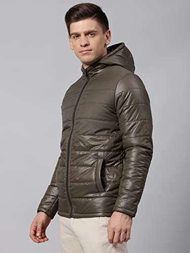 Image of Dennis Lingo Men's Polyester Regular Full Sleeves Solid Puffer Jacket - Lightweight, And Water-Resistant, Casual Winterwear