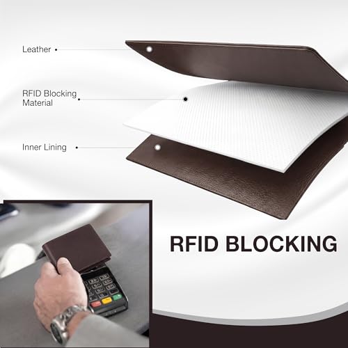 Image of ROGUE WALLET Mens Leather RFID Blocking Wallet for Men - Genuine Top Grain Cow Leather Bifold, 12 Credit Card Slots, 2 ID Windows, Traditional Hip Pocket Billfold - Secure RFID Protection (Brown)