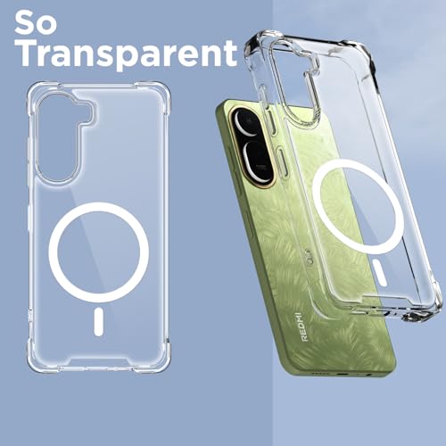 Image of Amazon Basics Back Cover for Redmi A7 Pro /Poco C85x 5G Mag-Safe Shockproof PC + TPU Protective Case Magnetic Support Bumper Case (Transparent Mag-Safe)