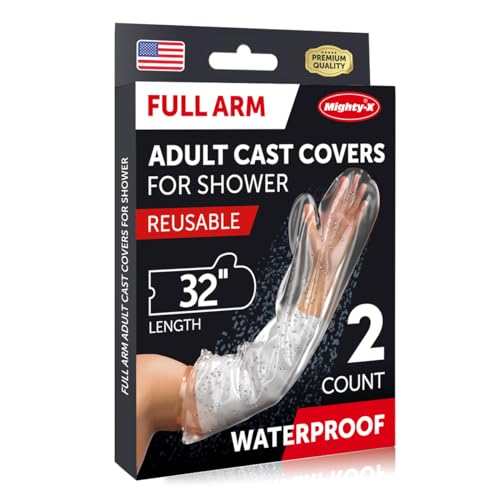 100 Waterproof Cast Cover Arm Adult [Tight Seal] 2pk Reusable Full