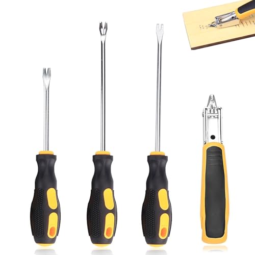 4 Pcs Upholstery Tools, Staple Remover, and Screwdriver Tack Lifter Tool Set