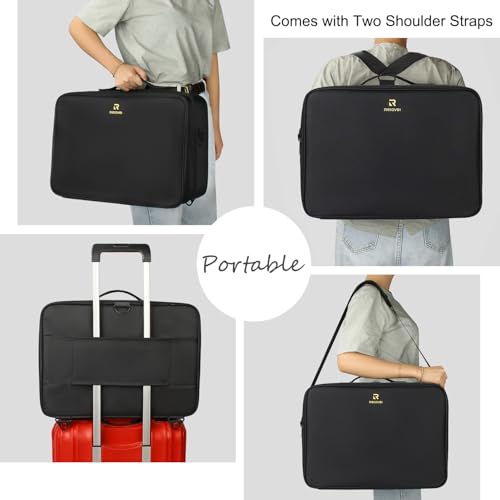 Image of Relavel Extra Large Makeup Case, Makeup Artist Set Bag Professional Cosmetic Organizer Bag Storage Box with Makeup Brush Holder, Adjustable Dividers and Shoulder Strap, Black