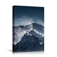 Canvas Wall Art Snowy Tops V Cool Dramatic Mountain Nature Photography Romantics - 12x18 inches