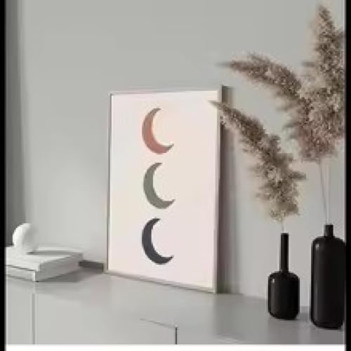 Affiche géométrique soleil lune 21x30 cm encadrée art abstrait