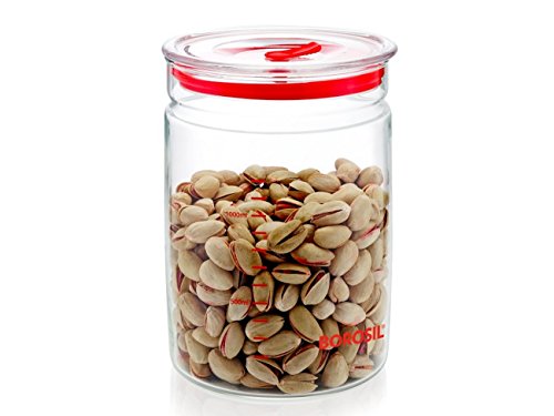 Image of Borosil Glass Jar with Acacia Wood Lid | Borosilicate Glass Storage Jar for Dry Fruits, Spices & Snacks | Airtight Glass Container for Kitchen & Pantry (Classic, 1.4 L)