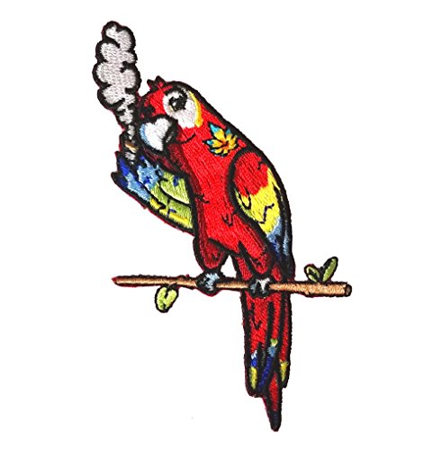 Pot Smoking Pals Parakeet Bird Parrot - Iron On Embroidered Patch Applique #TOP20